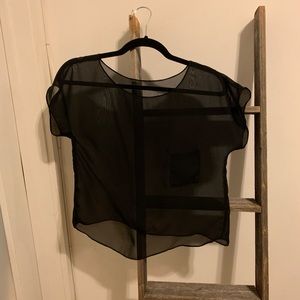 Sheer Cropped Black Blouse